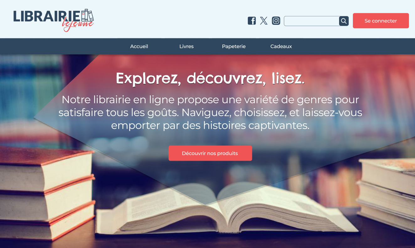 Librairie Lejeune homepage design