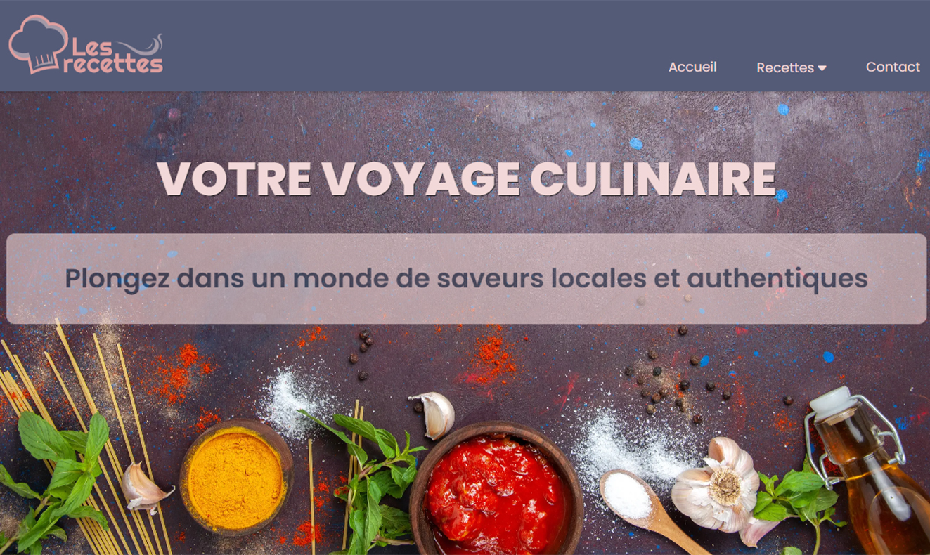 Les Recettes homepage design