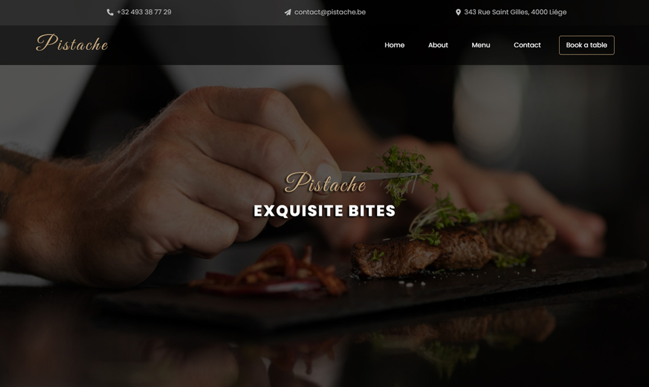 Restaurant Pistache homepage design